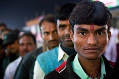 Indian men queue up for a dancing girls show at the Sonepur Mela 2012.
